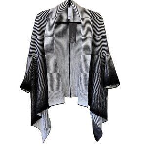 Marla Wynne Ribbed Reversible M L 3/4 Sleeve Open Front Assymetric Hem Cardigan